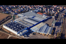 Aerial view of Kardex Remstar production halls in Bellheim in the state Rhineland-Palatinate, Germany