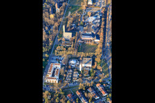 Catholic Church of St. Hedwig, Emmaus Church and Free Waldorf School Karlsruhe in the district Waldstadt in Karlsruhe in the state Baden-Wuerttemberg, Germany