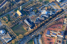 Emmaus Church, Otto Hahn High School and Free Waldorf School Karlsruhe in the district Waldstadt in Karlsruhe in the state Baden-Wuerttemberg, Germany