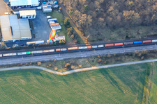 Freight train in the district Blankenloch in Stutensee in the state Baden-Wuerttemberg, Germany