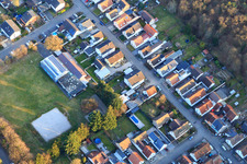 Aerial view of Jahnstraße Sudetenstr in the district Friedrichstal in Stutensee in the state Baden-Wuerttemberg, Germany