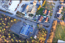 Aerial view of Singers' Hall in the district Friedrichstal in Stutensee in the state Baden-Wuerttemberg, Germany