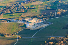 Construction site of the eastern tunnel portal for the Astrid Tunnel for the underpass and bypass of Bad Bergzabern between B38 (Weinstraße) and B427 (Kurtalstraße) in Dörrenbach in the state Rhineland-Palatinate, Germany from a drone
