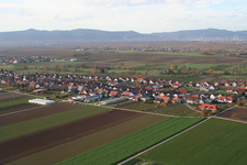 Village view in Böbingen in the state Rhineland-Palatinate, Germany from above