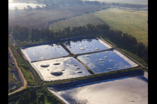 Aerial view of Sewage tank at the landfill with large fermentation gas bubbles in Utrera in the state Seville, Spain