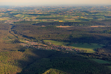 Village view in the Northern Vosges from the north in Wimmenau in the state Bas-Rhin, France