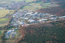 Aerial view of Industrial area Im Altenschemel in the district Speyerdorf in Neustadt an der Weinstraße in the state Rhineland-Palatinate, Germany