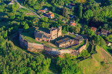 Aerial photograpy of Château de Lichtenberg from the northwest in Lichtenberg in the state Bas-Rhin, France