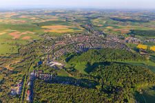 View of the village on the edge of the Northern Vosges from the northwest in Ingwiller in the state Bas-Rhin, France