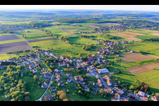 Aerial view of Village view from the south in Durstel in the state Bas-Rhin, France