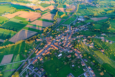 Village overview in the evening from the northwest in Vœllerdingen in the state Bas-Rhin, France