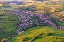 Overview of the town from the south in Oermingen in the state Bas-Rhin, France