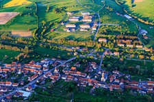 Aerial view of View of the town below the prison Centre de Détention in Oermingen in the state Bas-Rhin, France
