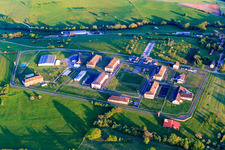 Aerial photograpy of Prison secured with walls and fences Centre de Détention in Oermingen in the state Bas-Rhin, France