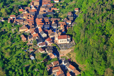 Town hall, church and cemetery in Eckartswiller in the state Bas-Rhin, France