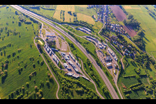 Aerial photograpy of Aire de Saverne motorway council area Eckartswiller on the A4 in Eckartswiller in the state Bas-Rhin, France