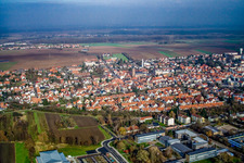 Aerial photograpy of City center from the southwest in Kandel in the state Rhineland-Palatinate, Germany