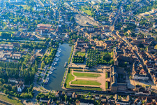 Aerial photograpy of Castle and park Château des Rohan at the port Port de Saverne in Saverne in the state Bas-Rhin, France
