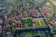 City view with castle and park Château des Rohan at the port Port de Saverne from the northeast in Saverne in the state Bas-Rhin, France