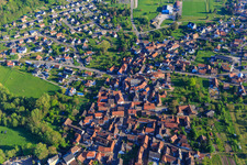 Town center from the south in Dossenheim-sur-Zinsel in the state Bas-Rhin, France