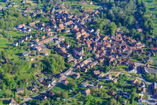 Village view on the edge of the Northern Vogense from the south in Weiterswiller in the state Bas-Rhin, France