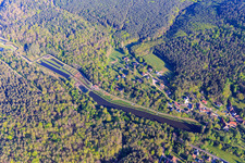 Aerial view of Fish ponds at Meisenbach in Sparsbach in the state Bas-Rhin, France