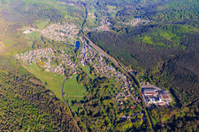 View of the valley of the Moder with Lalique SA from the south in Wingen-sur-Moder in the state Bas-Rhin, France