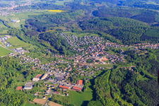 Overview of the Northern Vosges in the morning from the southeast in Lemberg in the state Moselle, France