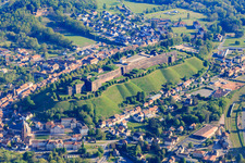 Aerial view of Citadel of Bitsch in Bitsch in the state Moselle, France