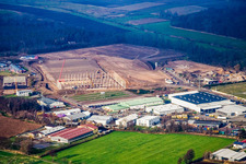 Aerial view of Am Horst industrial area in the district Minderslachen in Kandel in the state Rhineland-Palatinate, Germany