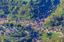 Aerial view of Village view from the northeast in Siersthal in the state Moselle, France