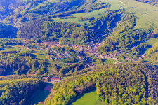 Aerial photograpy of Village view from the northeast in Siersthal in the state Moselle, France
