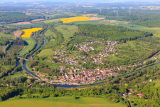 View of the town on the Canal des houllères de la Sarre in Wittring in the state Moselle, France