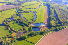 Floodplain meadows along the meandering course of the Saar in Sarralbe in the state Moselle, France