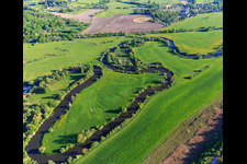 Meandering course of the Saar in Willerwald in the state Moselle, France