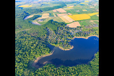 Aerial view of View of the village at the Ètang des femmes in Langatte in the state Moselle, France