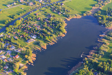 Boat docks at the Étang de la Blanche Chaussée in Diane-Capelle in the state Moselle, France