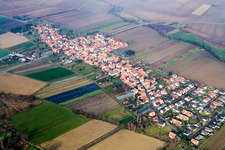 Aerial view of Village view in Erlenbach bei Kandel in the state Rhineland-Palatinate, Germany