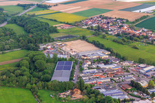 Aerial view of Construction site for the development of the new logistics park of HANSAINVEST and DFI-Real-Estate Kandel after demolition of the OBI market in the district Minderslachen in Kandel in the state Rhineland-Palatinate, Germany