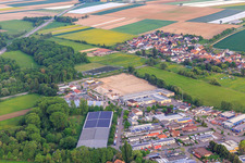 Aerial photograpy of Construction site for the development of the new logistics park of HANSAINVEST and DFI-Real-Estate Kandel after demolition of the OBI market in the district Minderslachen in Kandel in the state Rhineland-Palatinate, Germany