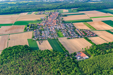 Village view from the south in the evening in the district Hayna in Herxheim bei Landau in the state Rhineland-Palatinate, Germany