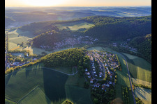 Village in a loop of the Tauber in the district Gamburg in Werbach in the state Baden-Wuerttemberg, Germany