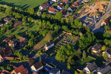 Cemetery Hochhausen with cemetery chapel St. Johann Baptist in the district Hochhausen in Tauberbischofsheim in the state Baden-Wuerttemberg, Germany
