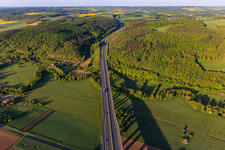 Route of the A81 motorway to the west after crossing the Tauber valley in the district Distelhausen in Tauberbischofsheim in the state Baden-Wuerttemberg, Germany