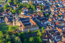 Aerial view of Former monastery Gerlachsheim with Nardini School and inab Education Center – Youth, Education and Career. near the Church of the Holy Cross in the district Gerlachsheim in Lauda-Königshofen in the state Baden-Wuerttemberg, Germany