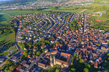 View from the west in the morning in the Tauber valley in the district Gerlachsheim in Lauda-Königshofen in the state Baden-Wuerttemberg, Germany