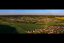 Panorama of the city in the Tauber Valley from the northeast in the district Lauda in Lauda-Königshofen in the state Baden-Wuerttemberg, Germany