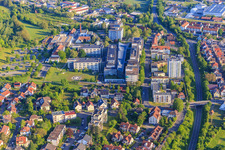 Aerial view of Caritas Hospital Bad Mergentheim gGmbH with helipad in Bad Mergentheim in the state Baden-Wuerttemberg, Germany