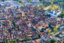 Old town with Old Town Hall, Market Square, Twin Houses and St. John's Cathedral in Bad Mergentheim in the state Baden-Wuerttemberg, Germany