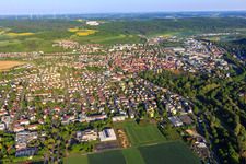 City view in the Tauber Valley from the east in Bad Mergentheim in the state Baden-Wuerttemberg, Germany